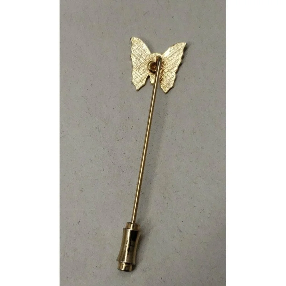 Vintage gold tone multi-color‎ enamel BUTTERFLY insect stick pin